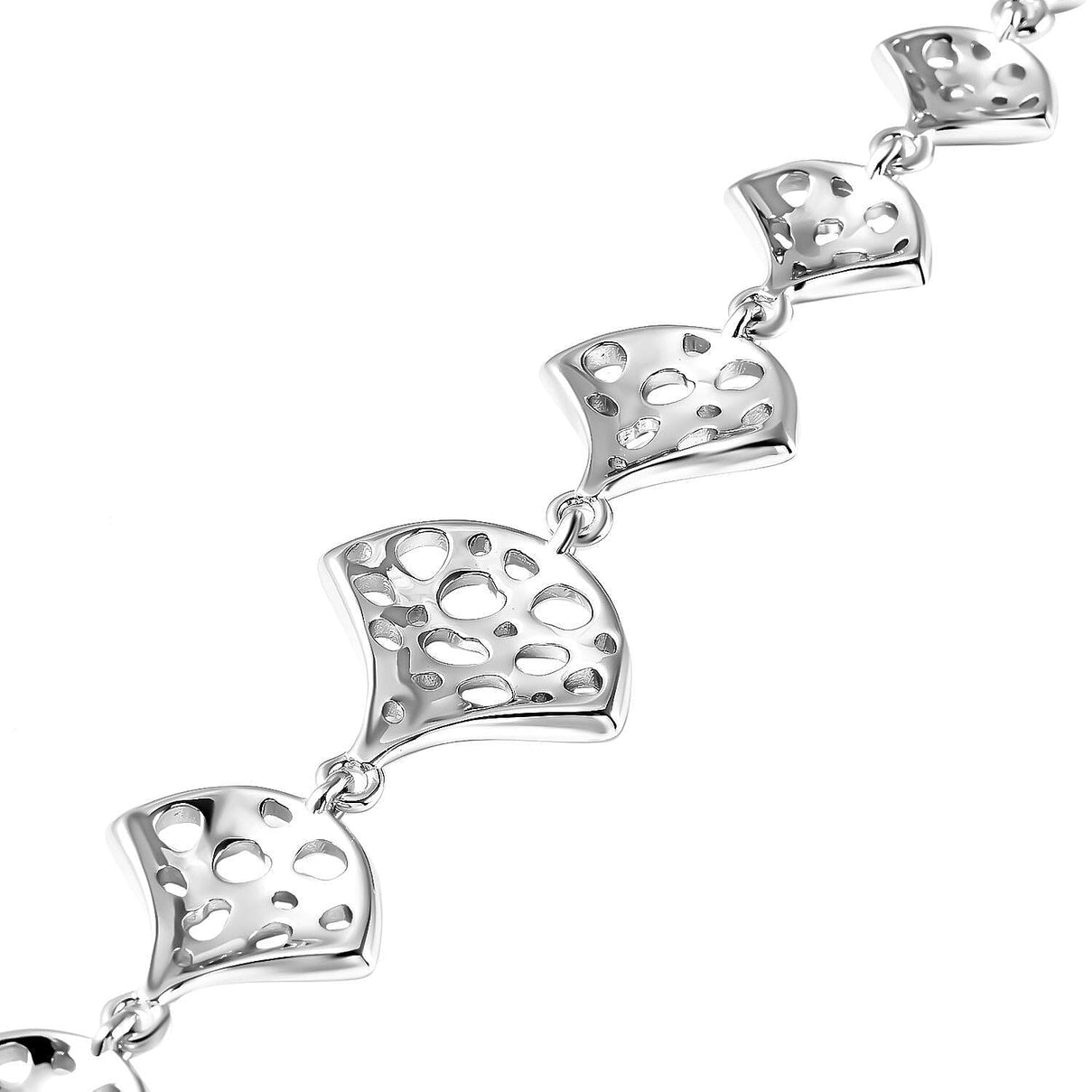 Rachel Galley Cala Shell Collection - Rhodium Overlay Sterling Silver Bracelet (Size - 8), Silver Wt. 16.2 Gms 3861602 3