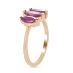 9K Yellow Gold Ruby 3 Stone Ring 1.280 Ct.