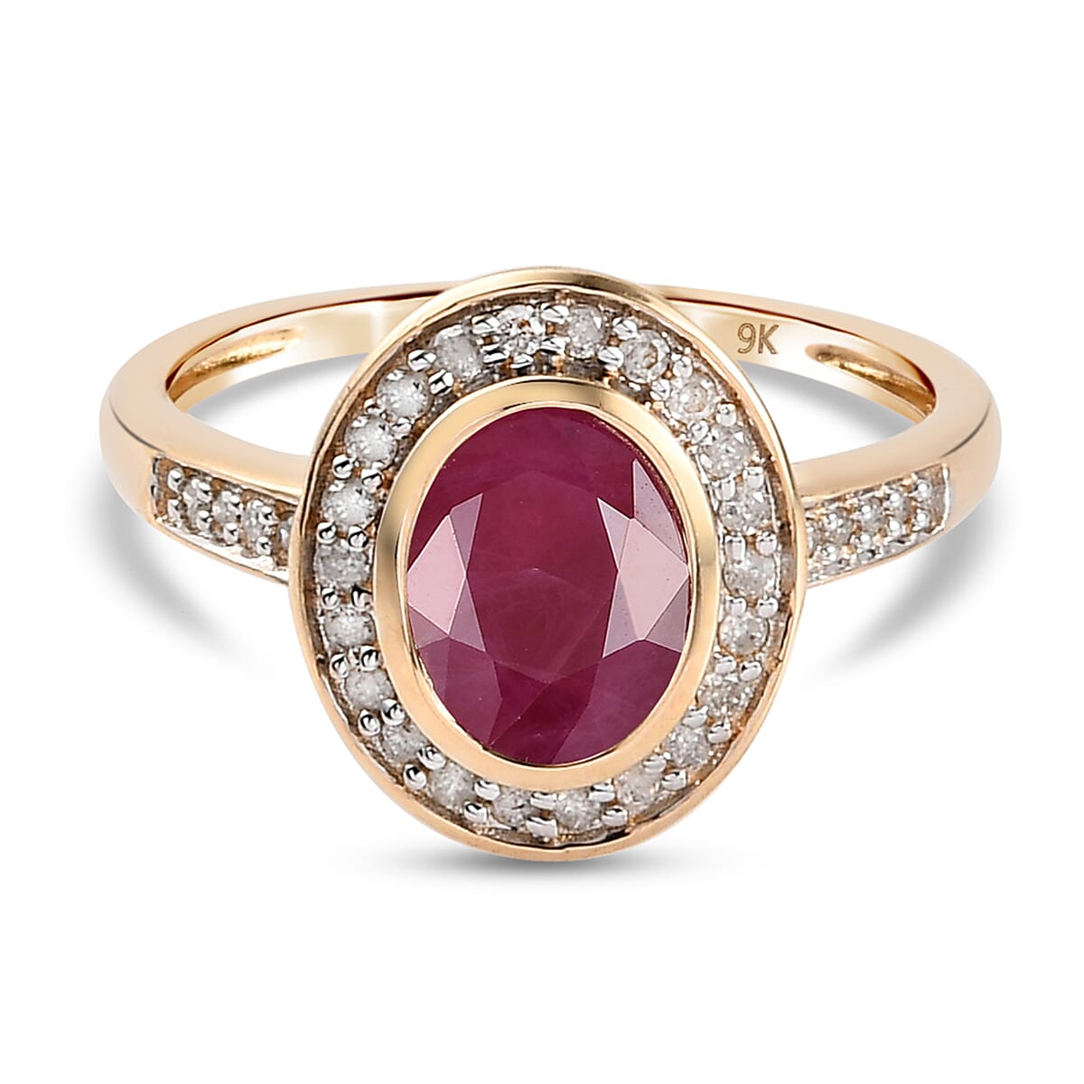 (Size L) 9K Yellow Gold AA Ruby and Diamond Ring 1.99 Ct. 7317111 6