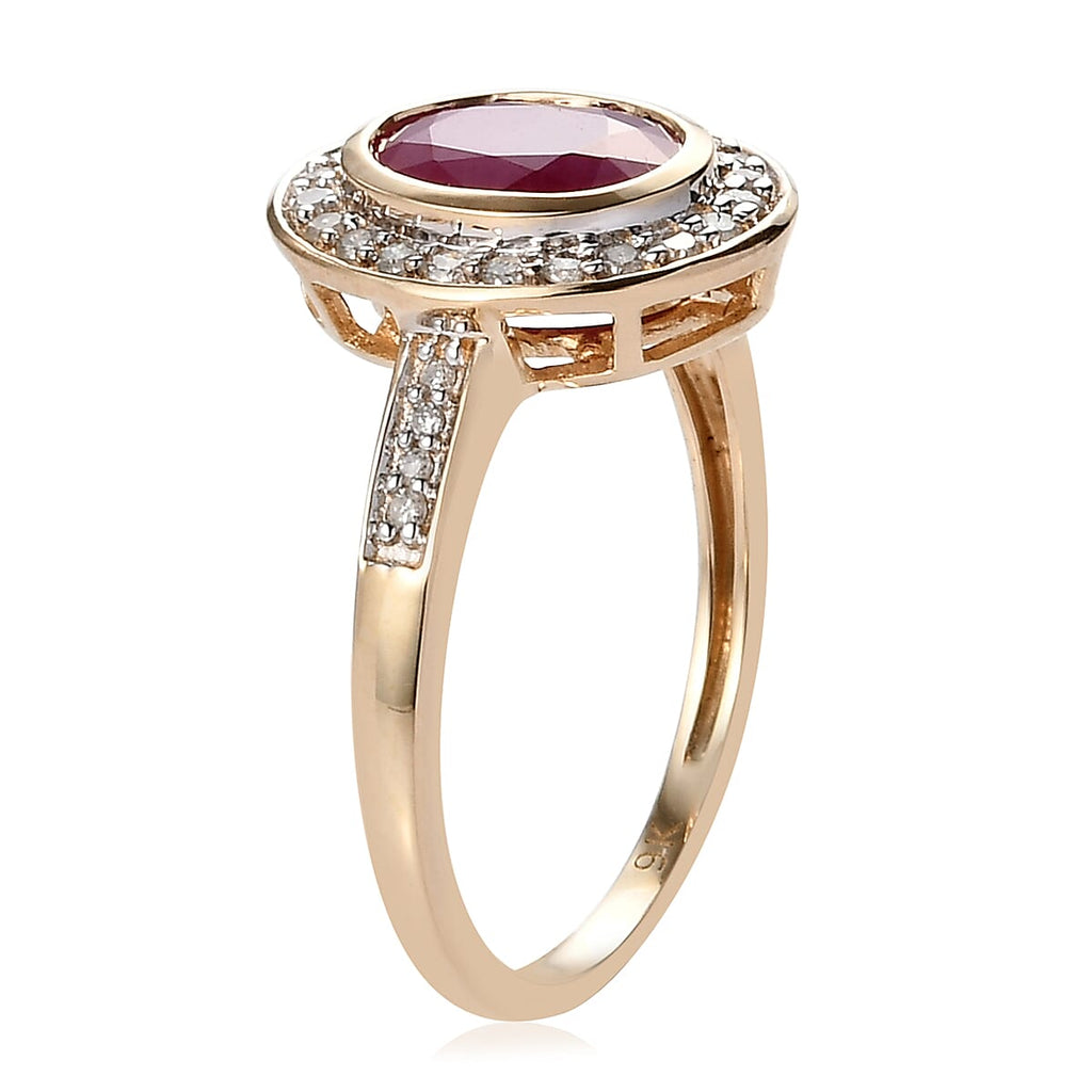 9K Yellow Gold Ruby and Diamond Ring 1.99 Ct.