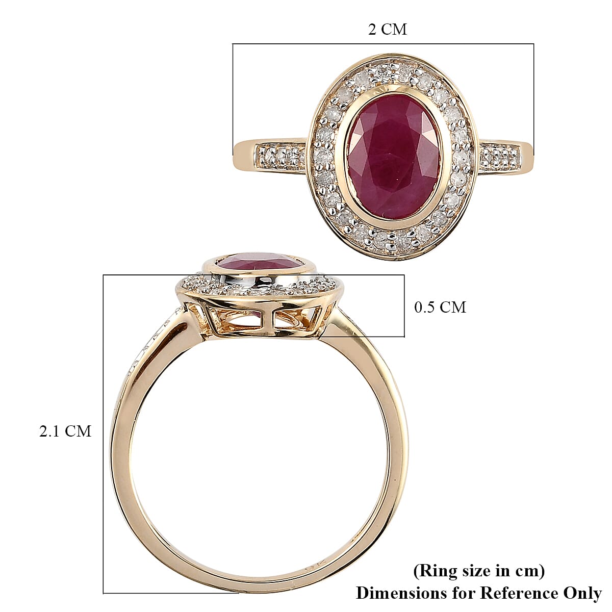 (Size L) 9K Yellow Gold AA Ruby and Diamond Ring 1.99 Ct. 7317111 11