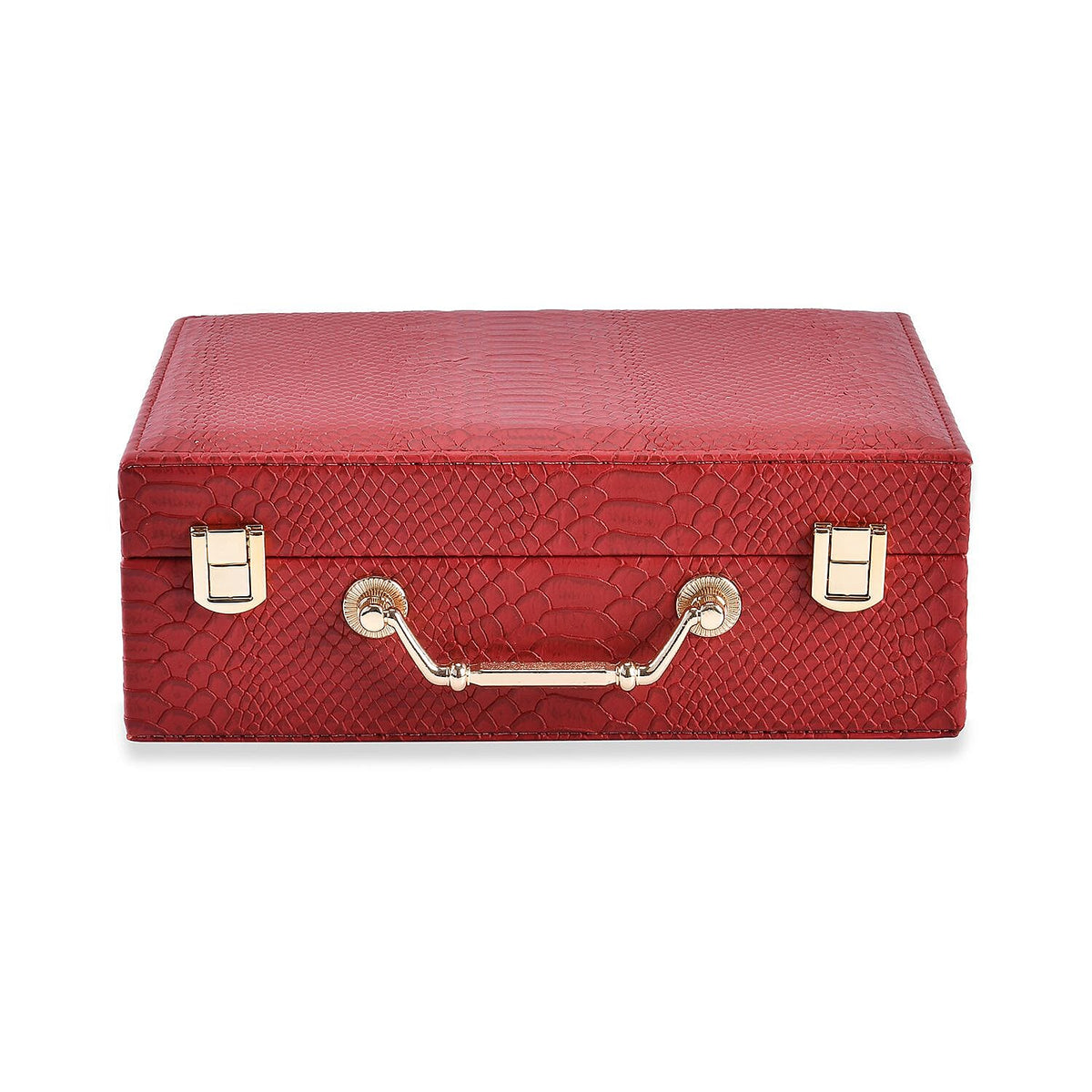 Snake Skin Pattern Jewellery Box - Burgundy 7807798 0