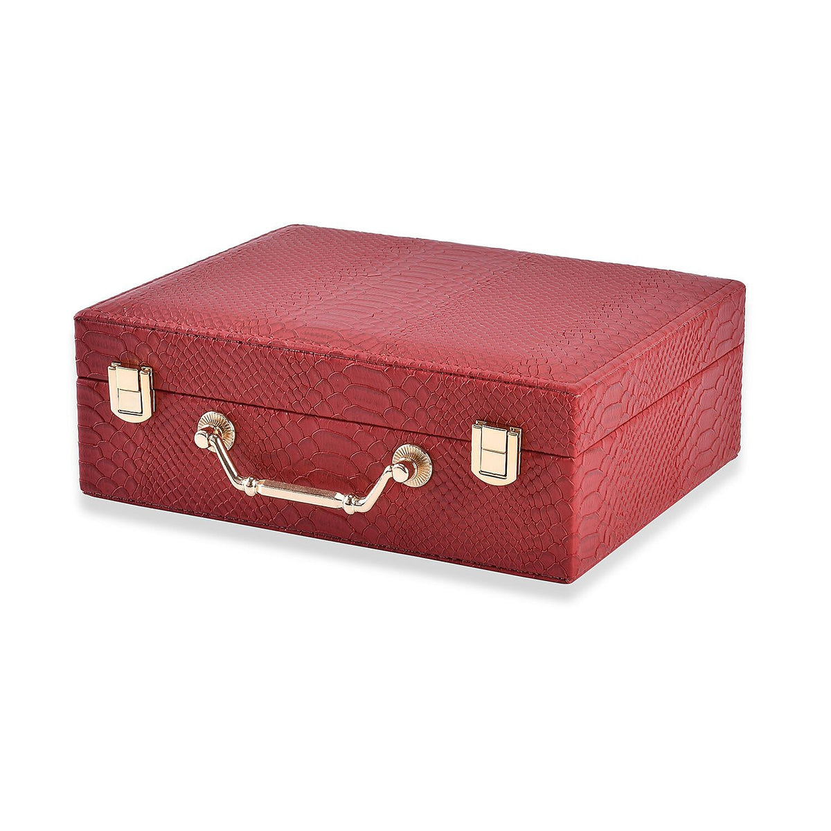 Snake Skin Pattern Jewellery Box - Burgundy 7807798 1