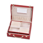 Set of 2 Leatherette Snake Skin Pattern Jewellery Box (Size Large-Small) - Burgundy