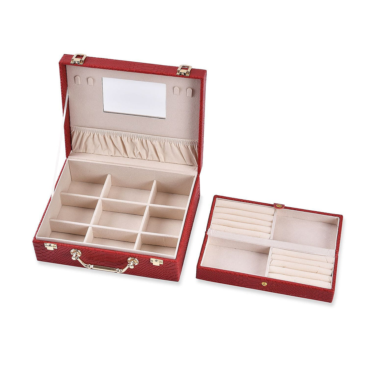 Snake Skin Pattern Jewellery Box - Burgundy 7807798 4
