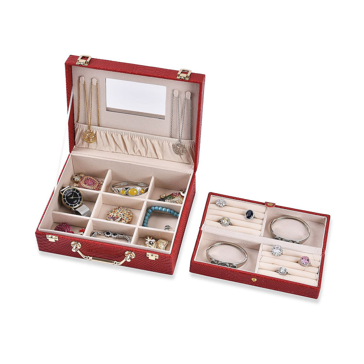 Snake Skin Pattern Jewellery Box - Burgundy 7807798 5