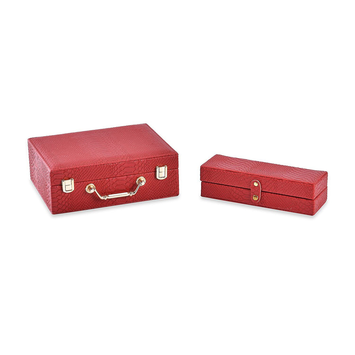 Snake Skin Pattern Jewellery Box - Burgundy 7807798 6