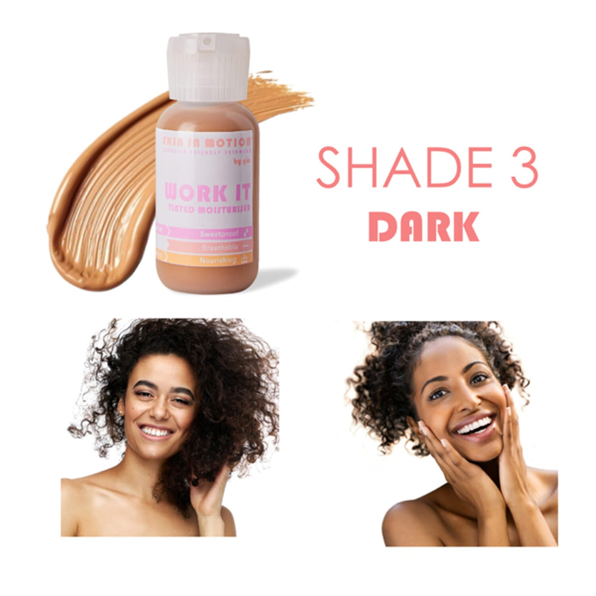 Skin in Motion Work It Nourishing Tinted Moisturiser With Long Wearing Buildable Coverage, Everyday Hydrating Tinted Moisturiser - Shade 3 8953955 1
