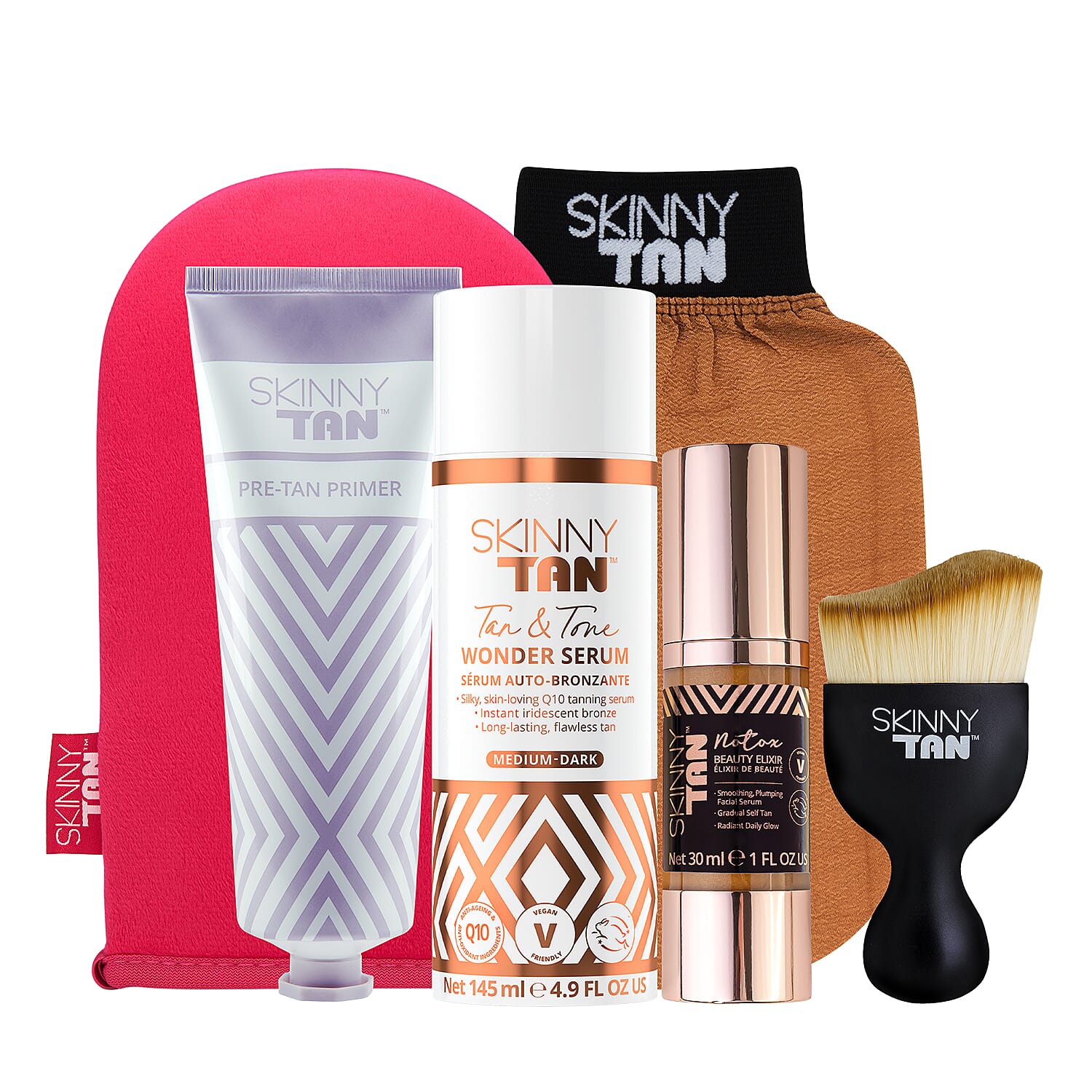 Skinny Tan Tanning: Wonder Serum Bundle (Incl. Wonder Serum - 145ml, Plumping Serum, Pre Tan Primer - 125ml, Luxury Tanning Mitt, Wonder Brush &amp; Exfoliating Mitt) 7063558 0