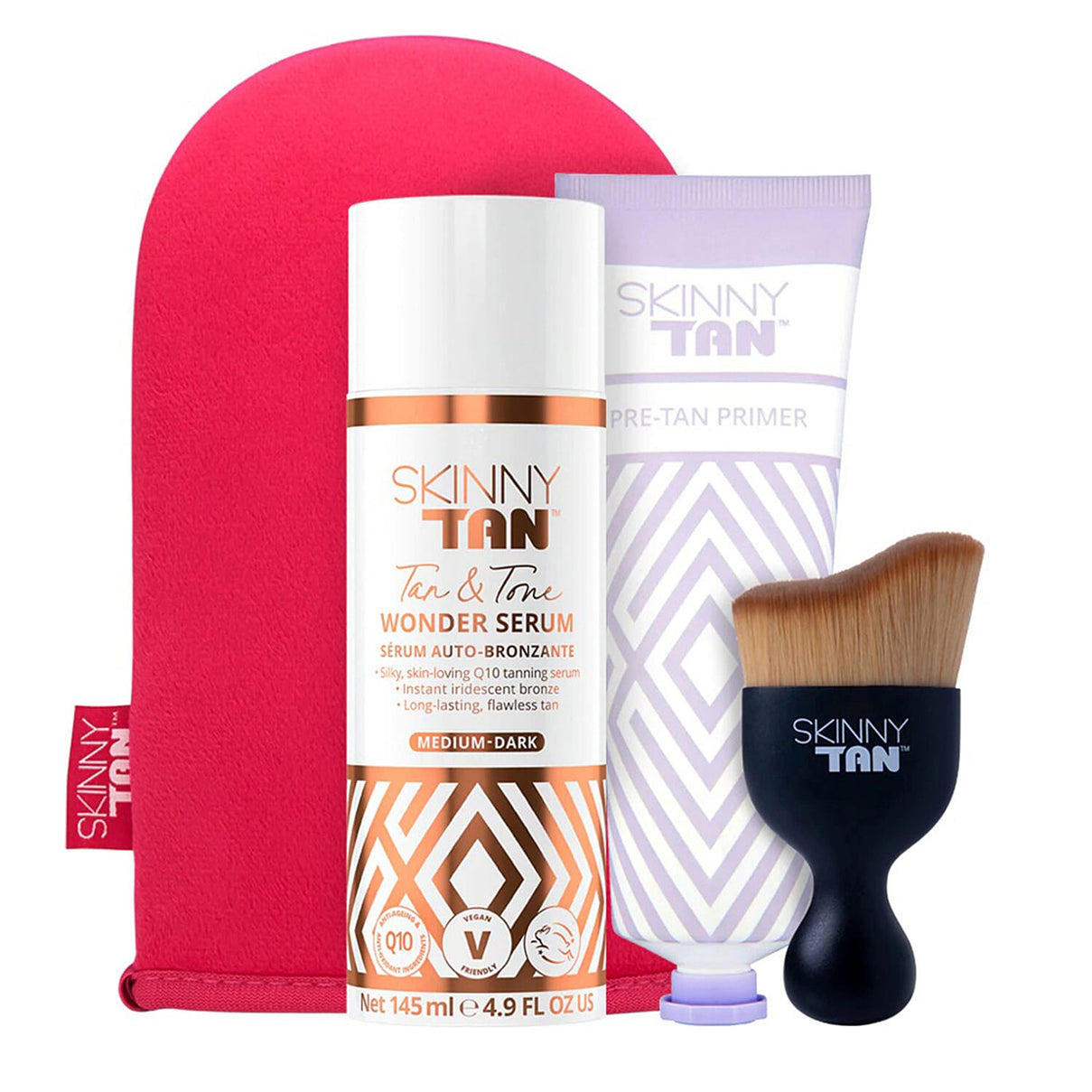 Skinny Tan Tanning: Wonder Serum Bundle (Incl. Wonder Serum - 145ml, Plumping Serum, Pre Tan Primer - 125ml, Luxury Tanning Mitt, Wonder Brush &amp; Exfoliating Mitt) 7063558 1