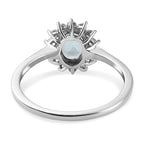 D'Joy SkyBlue Topaz & Natural Zircon Halo Ring in Platinum Overlay Sterling Silver 1.37 Ct.