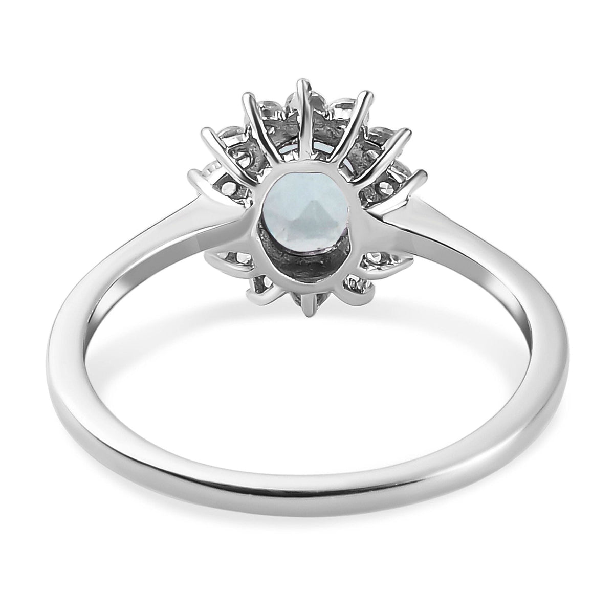 Sky Blue Topaz Princess Diana Inspired Halo Ring with Natural Cambodian Zircon in Platinum Plated Sterling Silver 1.38 Ct 3811743 14