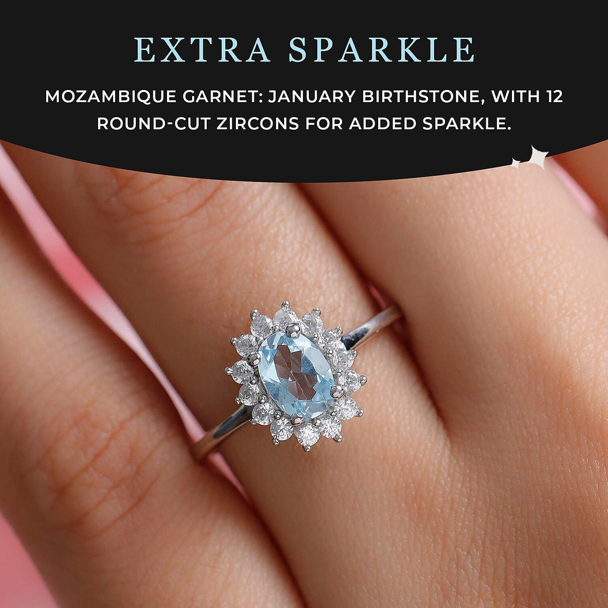 D'Joy Skyblue Topaz &amp; Natural Zircon Halo Ring in Platinum Overlay Sterling Silver 1.30 Ct. 3811754 5