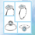 Royal Bali Collection - D'Joy Skyblue Topaz & Natural Zircon Halo Ring in Platinum Overlay Sterling Silver 1.37 Ct.