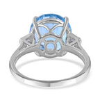 Skyblue Topaz & Natural Zircon Ring in Rhodium Overlay Sterling Silver 8.65 Ct
