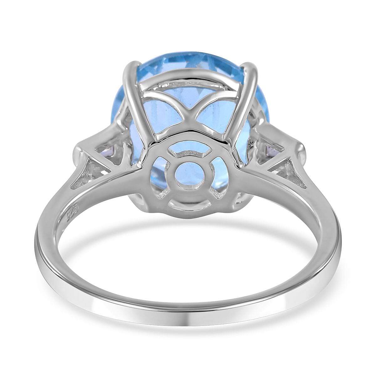 Skyblue Topaz &amp; Natural Zircon Ring in Rhodium Overlay Sterling Silver 8.65 Ct 7633076 13