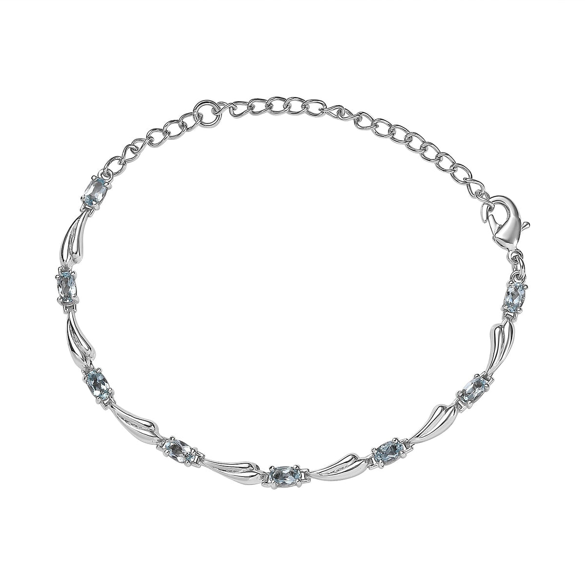 Sea Rhyme Collection - Skyblue Topaz Bracelet Lobaster Clasp    (Size - 6.5-2 Inch Ext.) 7842282 0