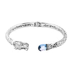 Royal Bali Collection- Handmade Skyblue Topaz  Bangle (Size - 7.5)  Sterling Silver 4.25 ct,  Silver Wt. 21 Gms