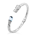Royal Bali Collection- Handmade Skyblue Topaz  Bangle (Size - 7.5)  Sterling Silver 4.25 ct,  Silver Wt. 21 Gms