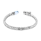 Royal Bali Collection- Handmade Skyblue Topaz  Bangle (Size - 7.5)  Sterling Silver 4.25 ct,  Silver Wt. 21 Gms
