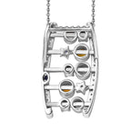 GP- Celestial Dream Collection Skyblue Topaz Citrine, White Zircon & Blue Sapphire Pendant with Chain (Size 20) in Rhodium Overlay Sterling Silver 1.14 Ct, Silver Wt. 7.77 Gms.