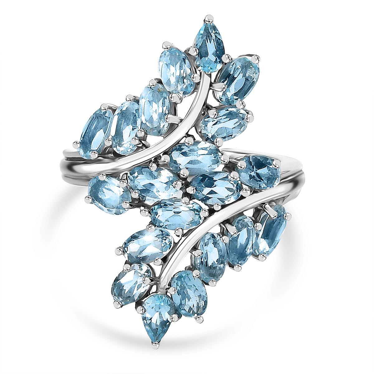Skyblue Topaz Leaf Bypass Ring in Silver Tone 5.51 Ct. 7963788 0