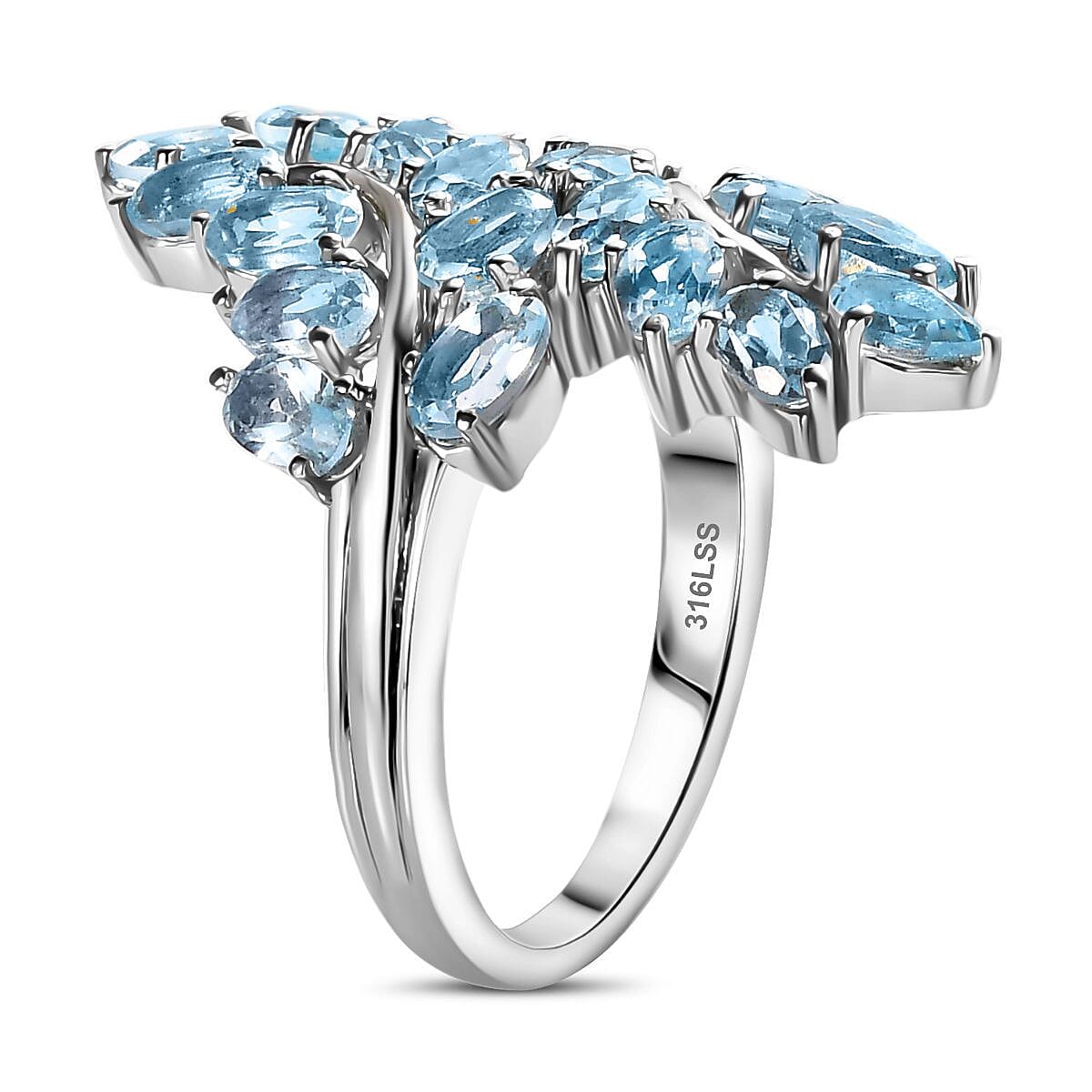 Skyblue Topaz Leaf Bypass Ring in Silver Tone 5.51 Ct. 7963788 4