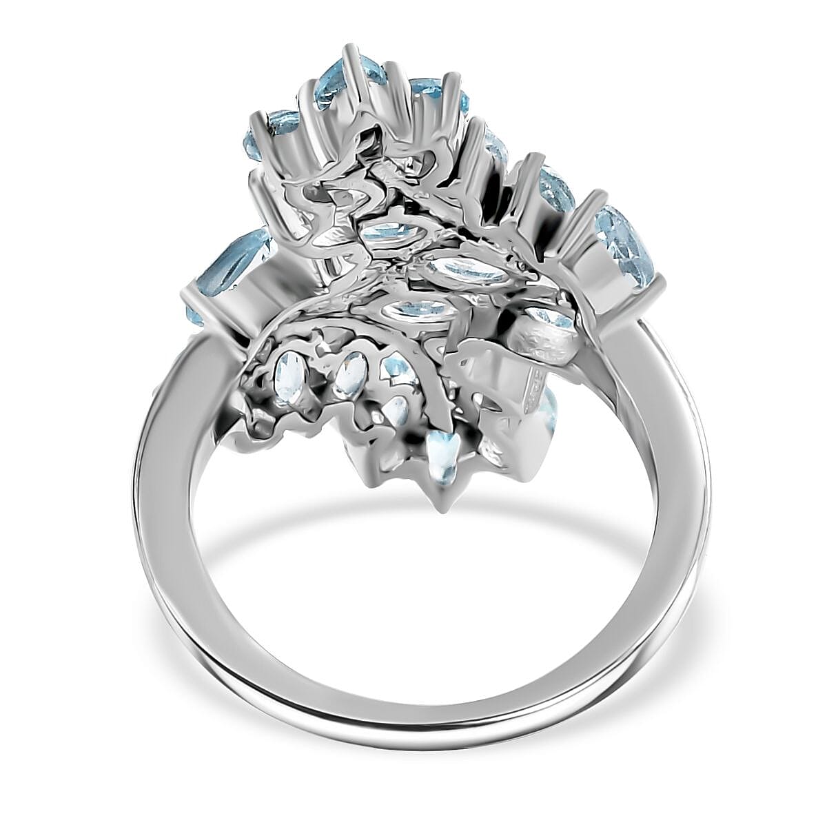 Skyblue Topaz Leaf Bypass Ring in Silver Tone 5.51 Ct. 7963788 5