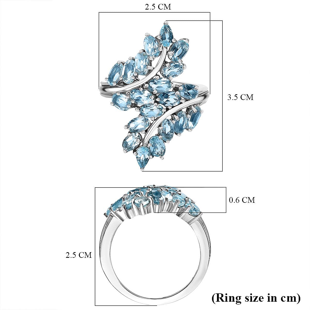 Skyblue Topaz Leaf Bypass Ring in Silver Tone 5.51 Ct. 7963788 6
