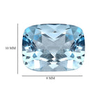 Skyblue Topaz Cushion Shape Gemstone 3.52 Ct. - 10x8 mm