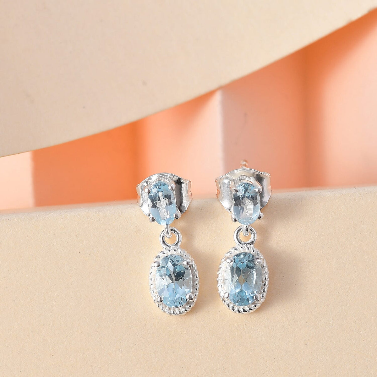 Skyblue Topaz Dangle Earrings in Sterling Silver 1.67 Ct. 7812454 2