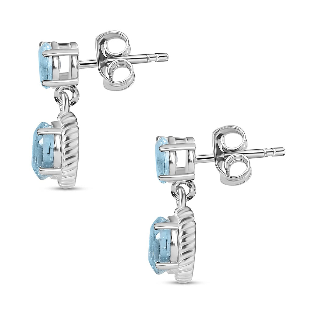 Skyblue Topaz Dangle Earrings in Sterling Silver 1.67 Ct.