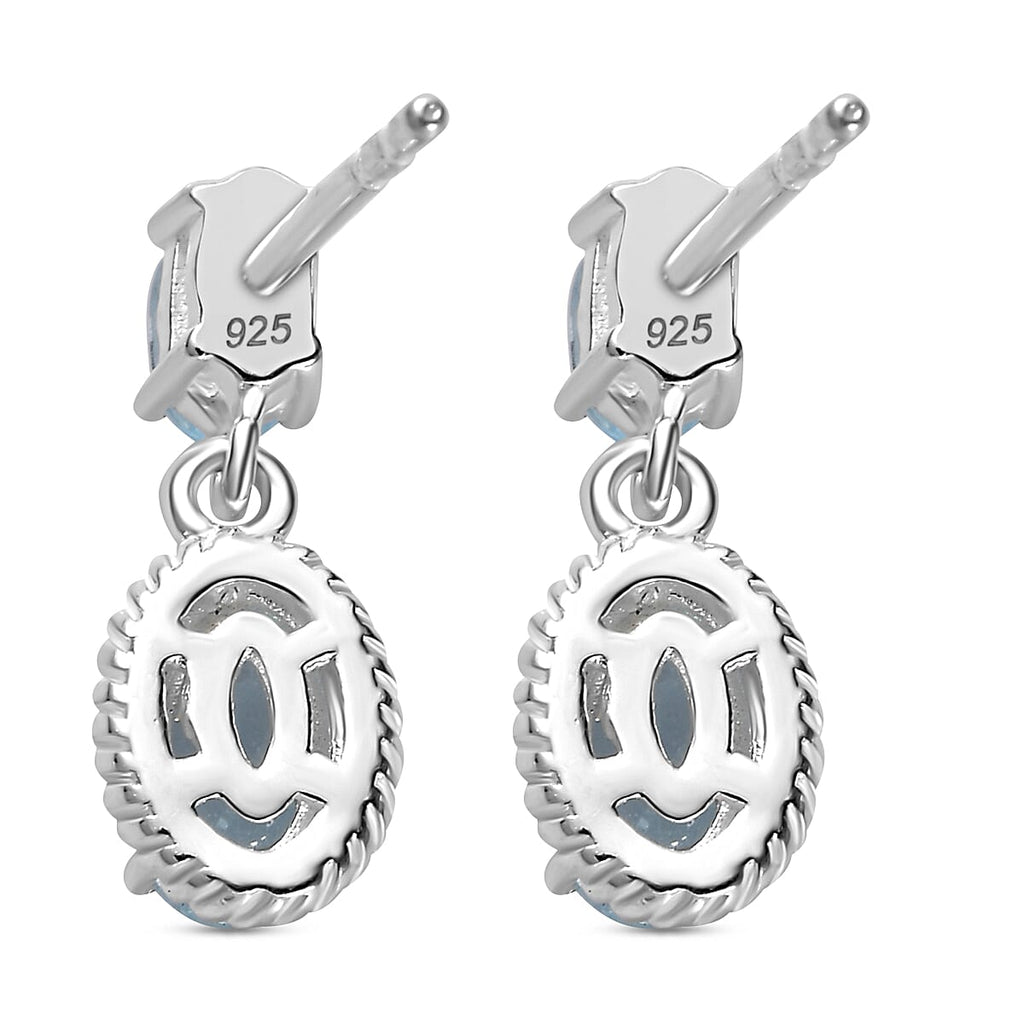 Skyblue Topaz Dangle Earrings in Sterling Silver 1.67 Ct.