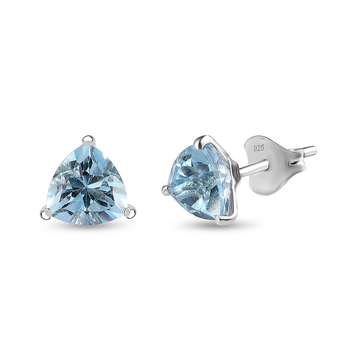 One Time Closeout Skyblue Topaz Solitaire Earrings in Platinum Overlay Sterling Silver 2.60 Ct. 7693177 0