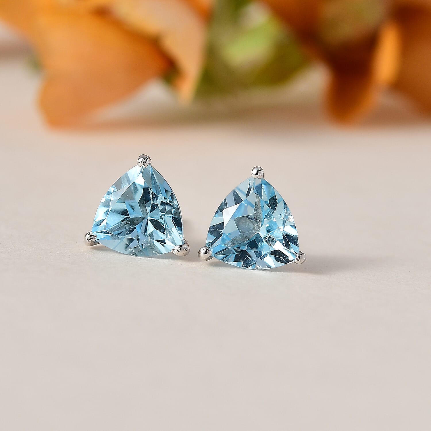 One Time Closeout Skyblue Topaz Solitaire Earrings in Platinum Overlay Sterling Silver 2.60 Ct. 7693177 1