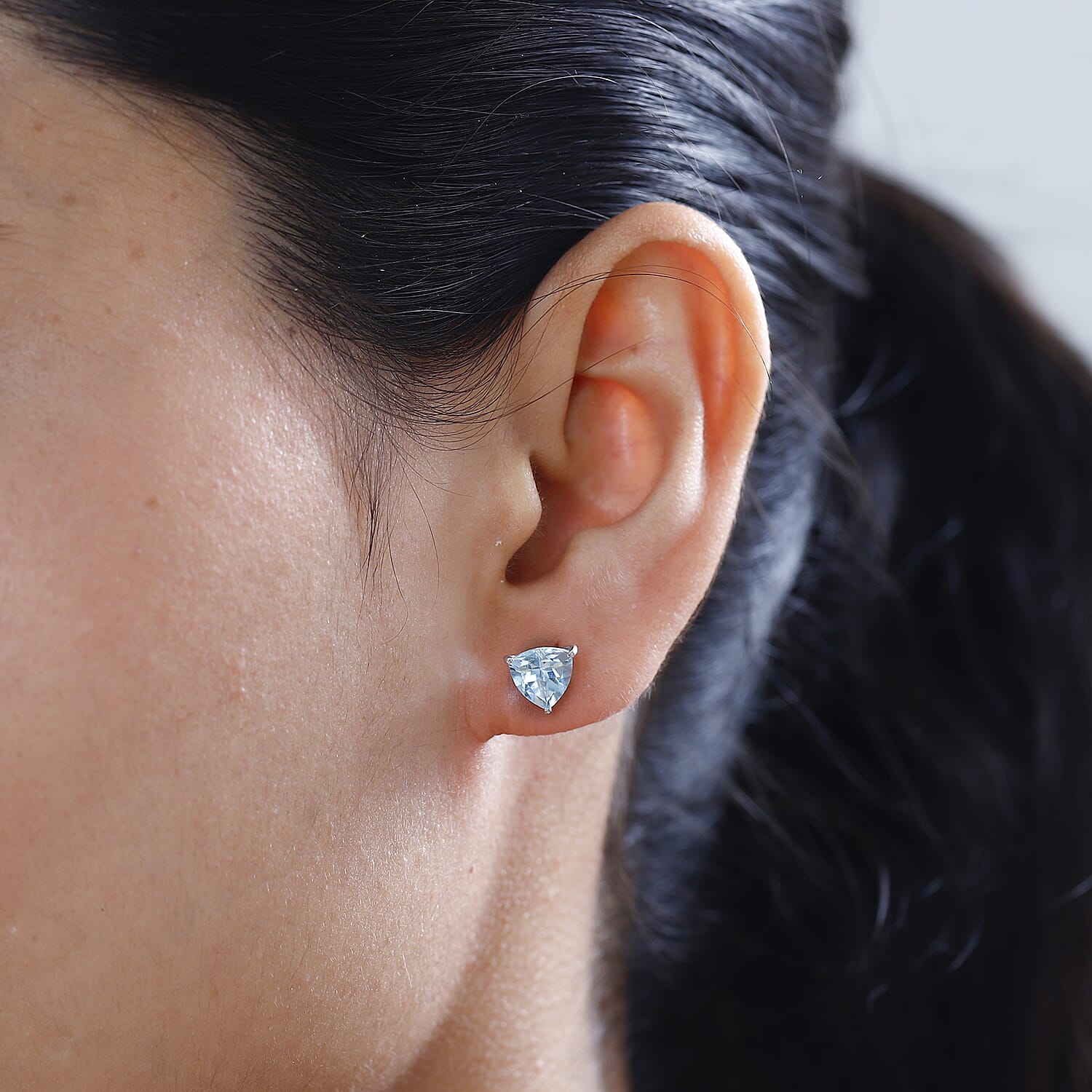 One Time Closeout Skyblue Topaz Solitaire Earrings in Platinum Overlay Sterling Silver 2.60 Ct. 7693177 2