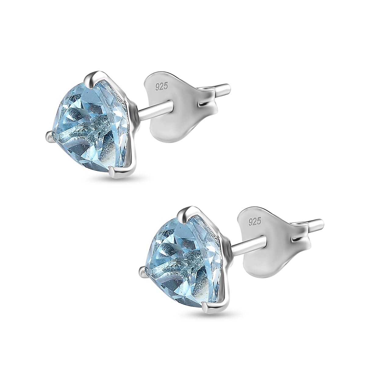One Time Closeout Skyblue Topaz Solitaire Earrings in Platinum Overlay Sterling Silver 2.60 Ct. 7693177 3