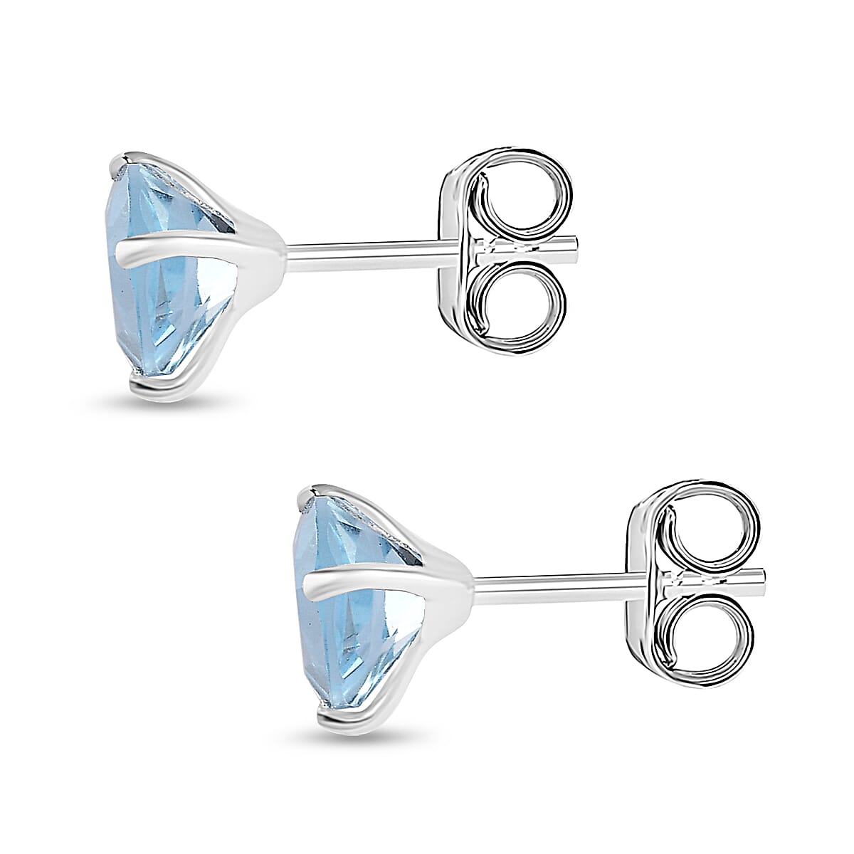 One Time Closeout Skyblue Topaz Solitaire Earrings in Platinum Overlay Sterling Silver 2.60 Ct. 7693177 4