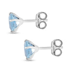 One Time Closeout Skyblue Topaz Solitaire Earrings in Platinum Overlay Sterling Silver 2.60 Ct.