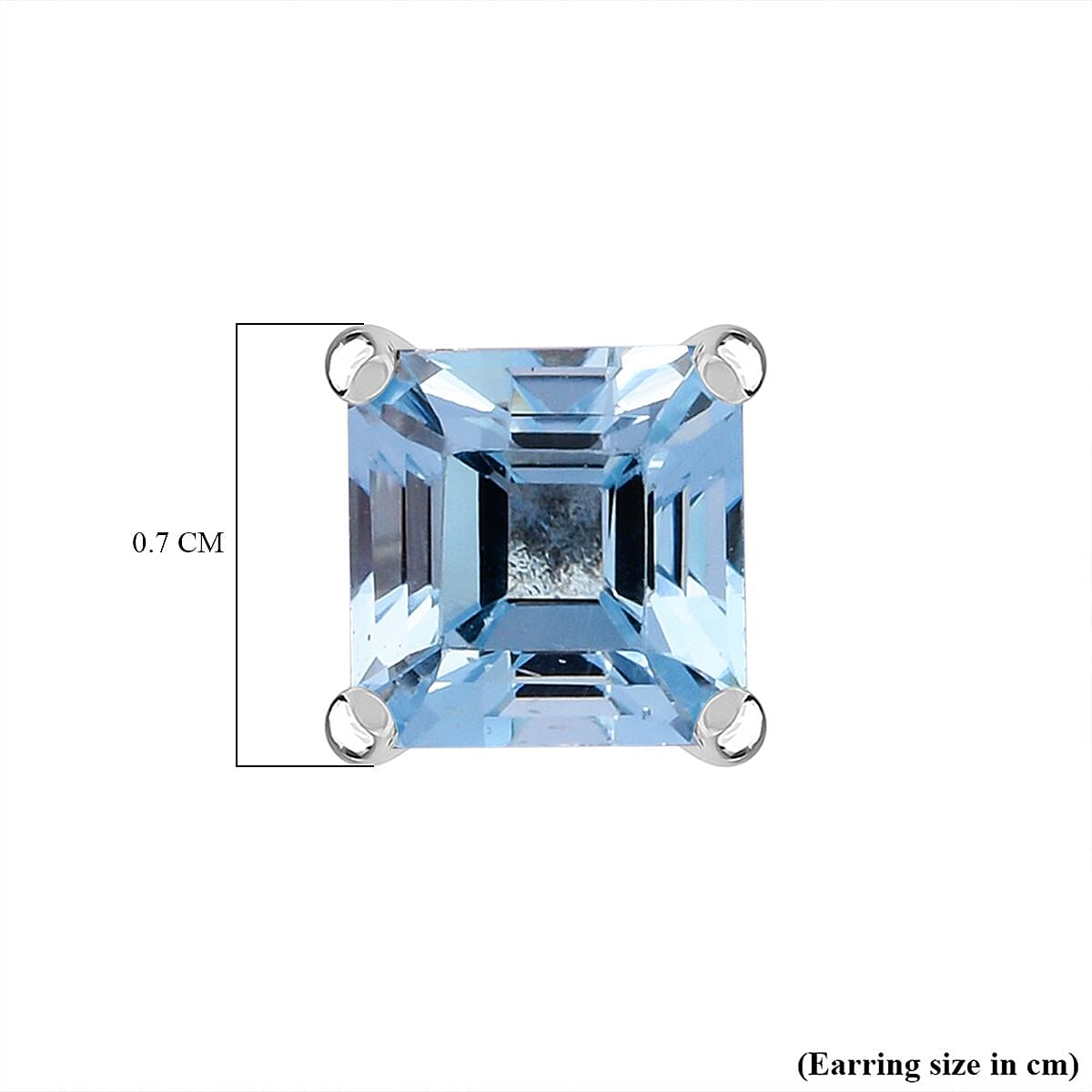 Skyblue Topaz Solitaire Stud Earrings in Rhodium Overlay Sterling Silver 2.78  Ct. 7828298 6