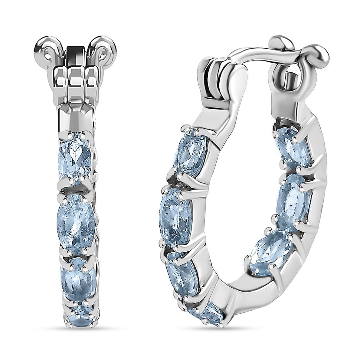 Skyblue Topaz Inside Out Hoop Earrings in Stainless Steel 7832320 0