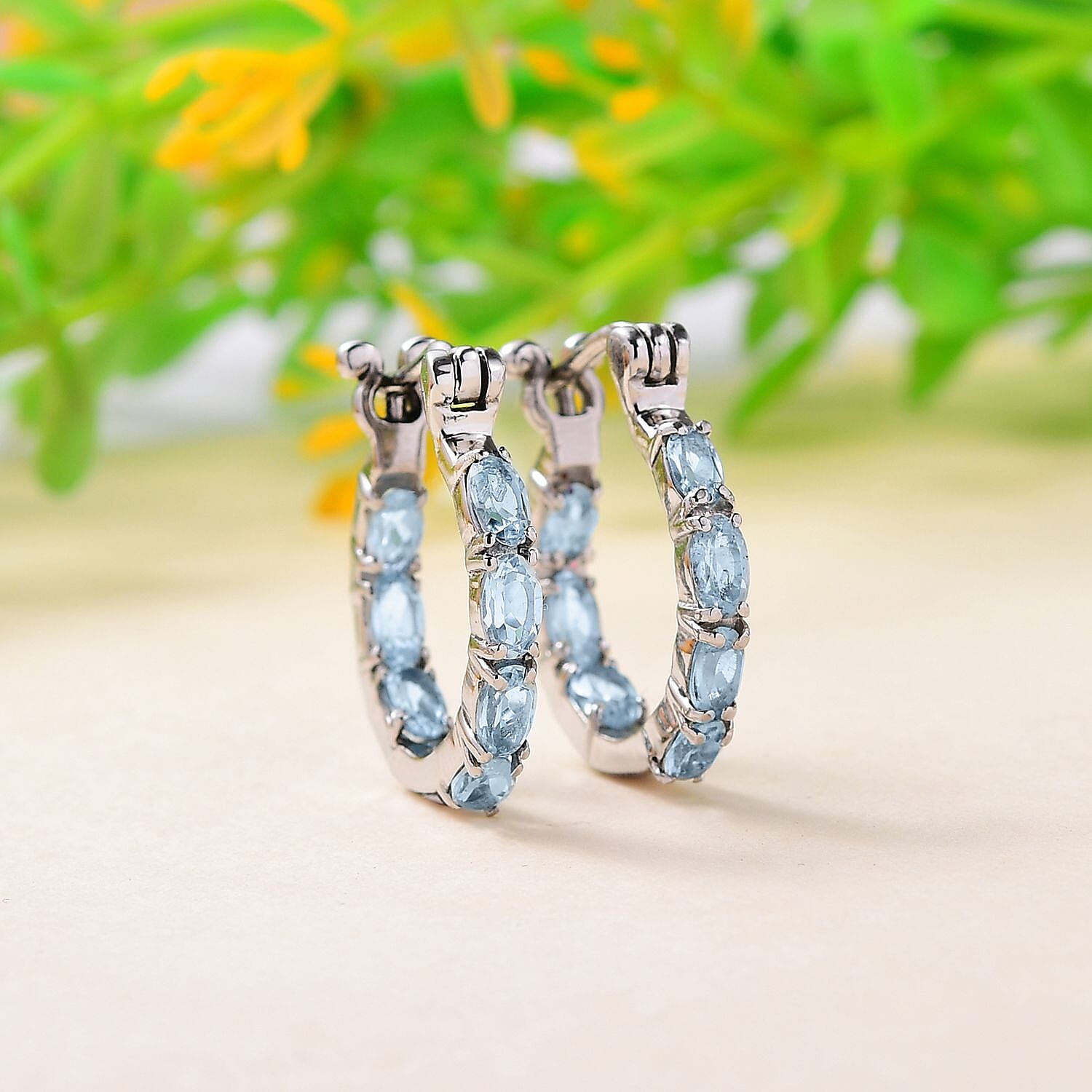 Skyblue Topaz Inside Out Hoop Earrings in Stainless Steel 7832320 2