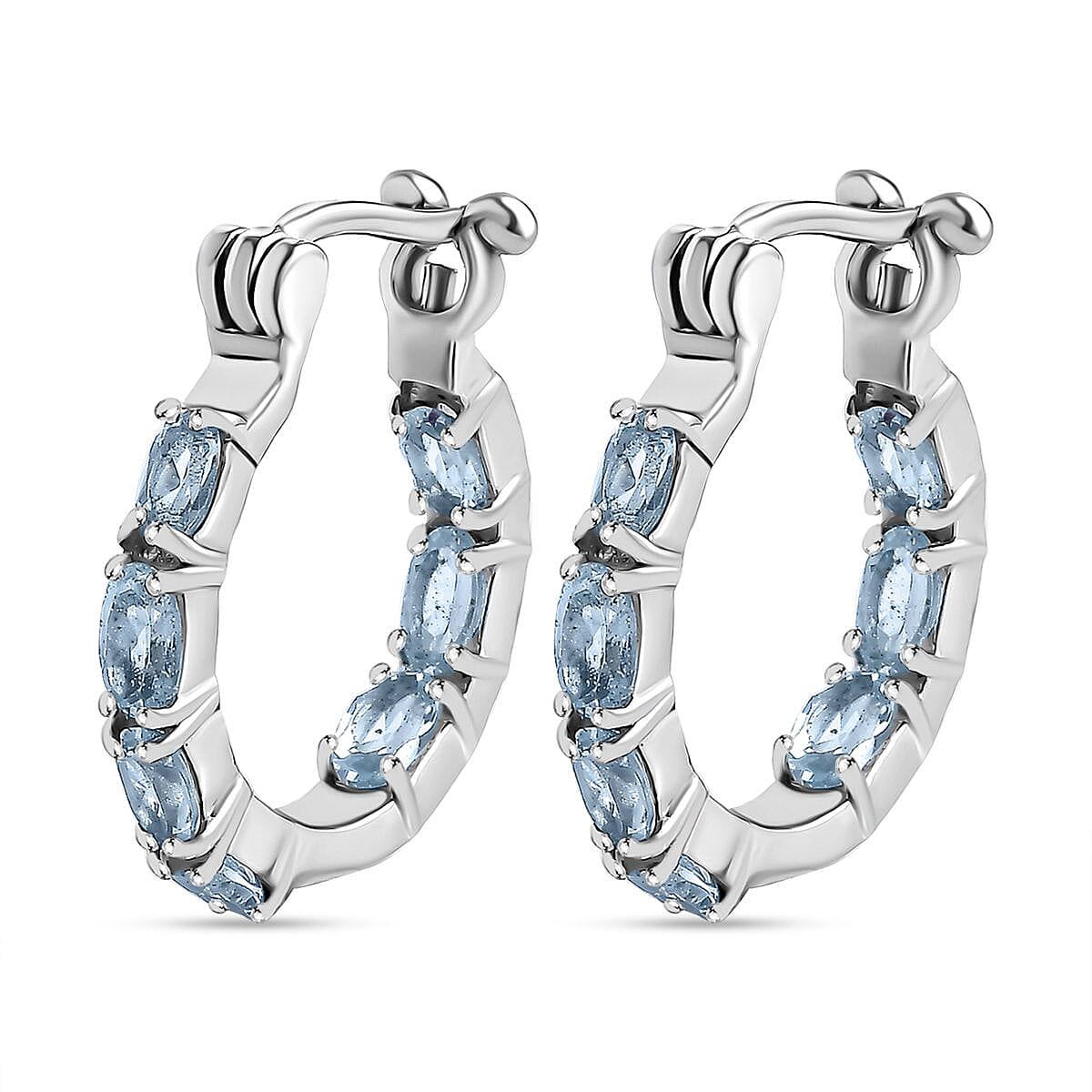 Skyblue Topaz Inside Out Hoop Earrings in Stainless Steel 7832320 4
