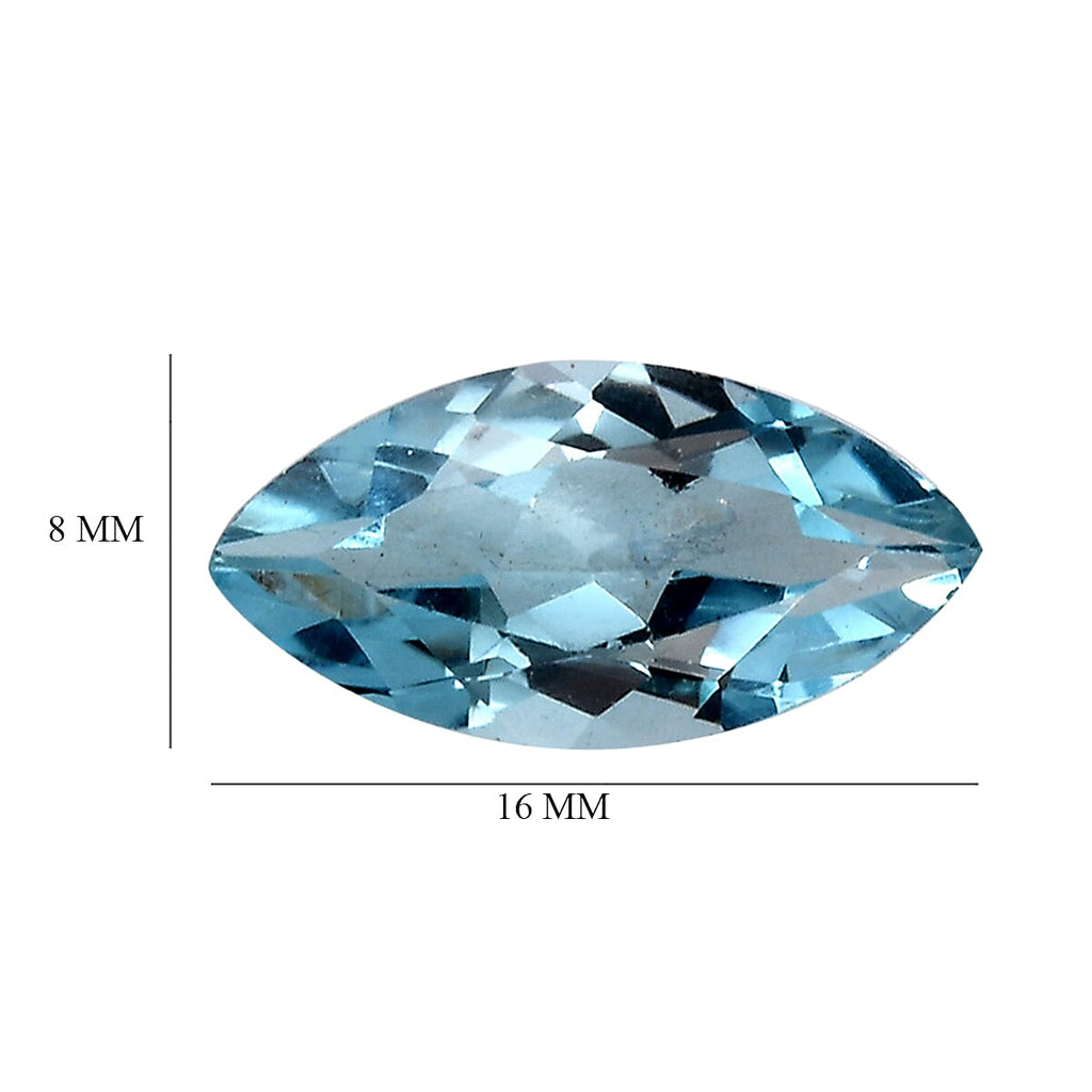 Skyblue Topaz Marquee Gemstone 3.78 Ct.- 16x8 mm