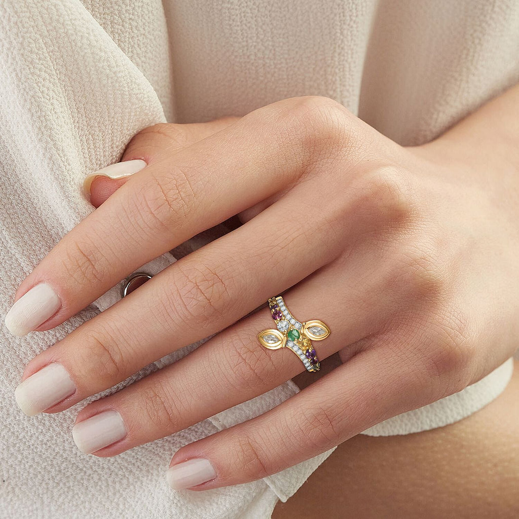 Skyblue Topaz & Multi Gemstones Ring in 18K Vermeil Yellow Gold Plated Sterling Silver 1.08 Ct.