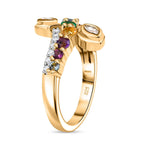 Skyblue Topaz & Multi Gemstones Ring in 18K Vermeil Yellow Gold Plated Sterling Silver 1.08 Ct.