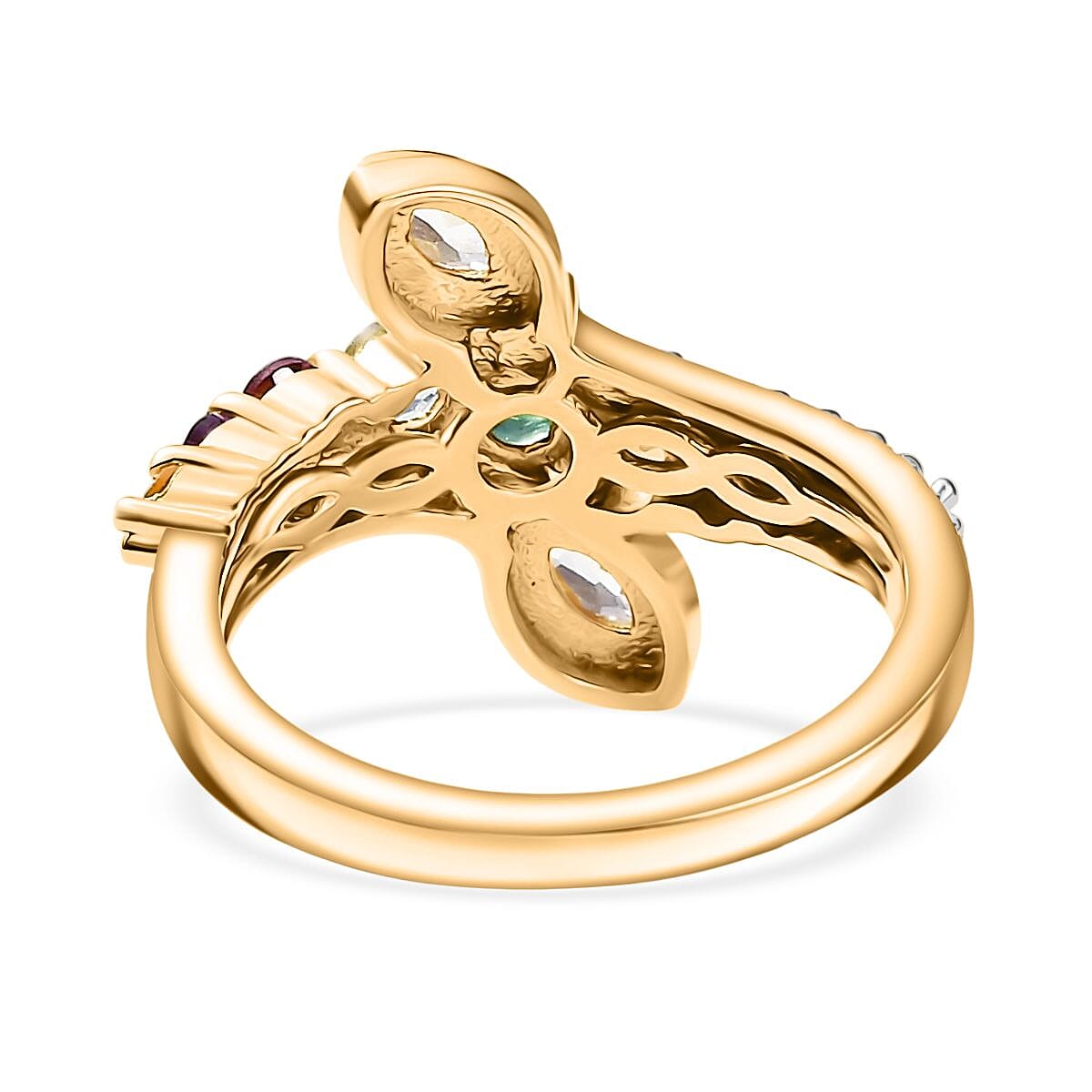 Skyblue Topaz &amp; Multi Gemstones Ring in 18K Vermeil Yellow Gold Plated Sterling Silver 1.08 Ct. 8156884 4