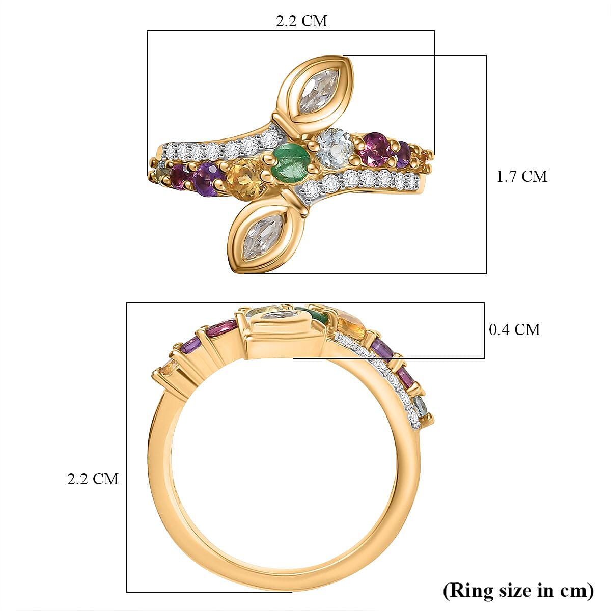 Skyblue Topaz &amp; Multi Gemstones Ring in 18K Vermeil Yellow Gold Plated Sterling Silver 1.08 Ct. 8156884 5