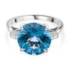 Skyblue Topaz & Natural Zircon Ring in Rhodium Overlay Sterling Silver 8.65 Ct