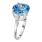Skyblue Topaz & Natural Zircon Ring in Rhodium Overlay Sterling Silver 8.65 Ct